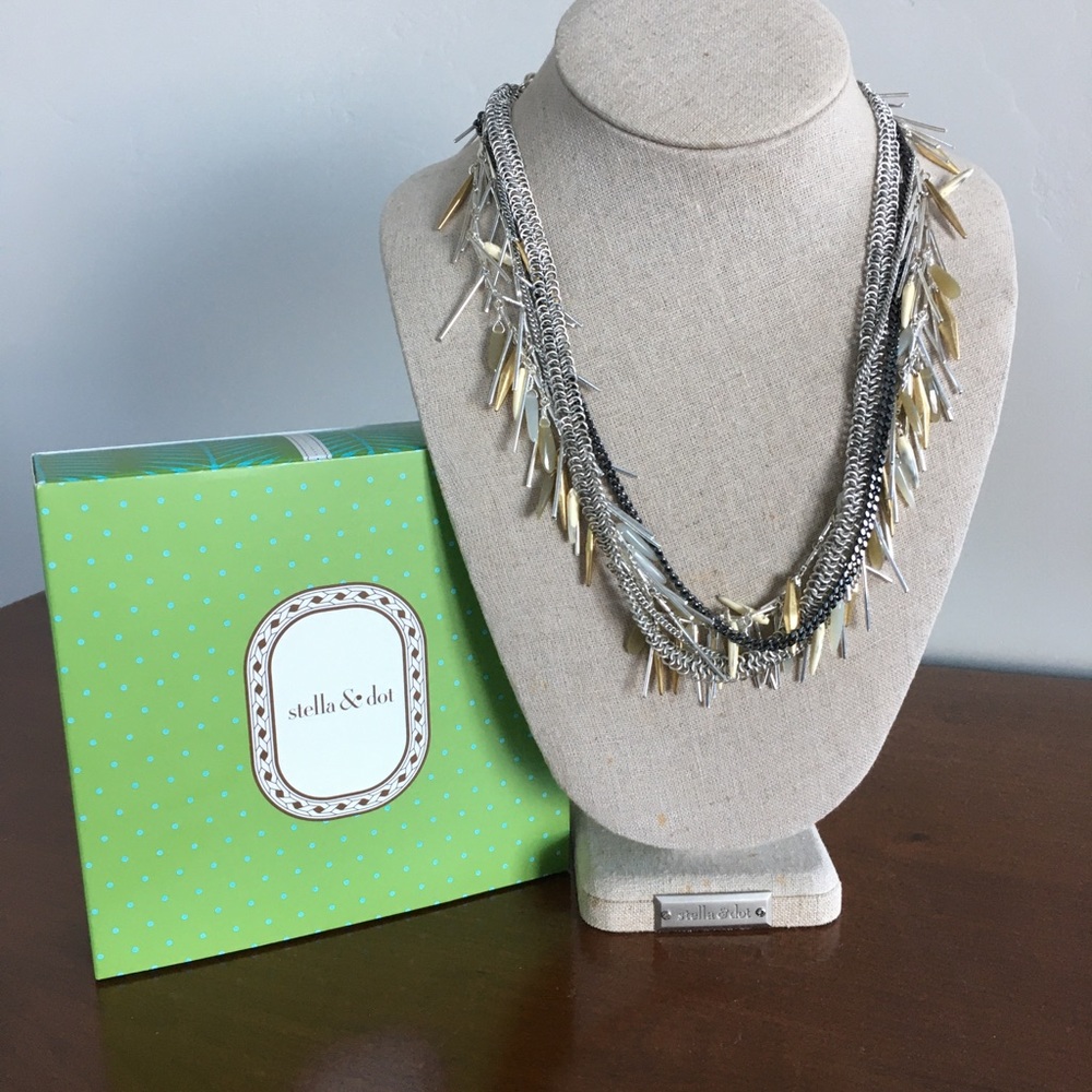 NEW Stella & Dot Freya Fringe Necklace GOLD SILVER